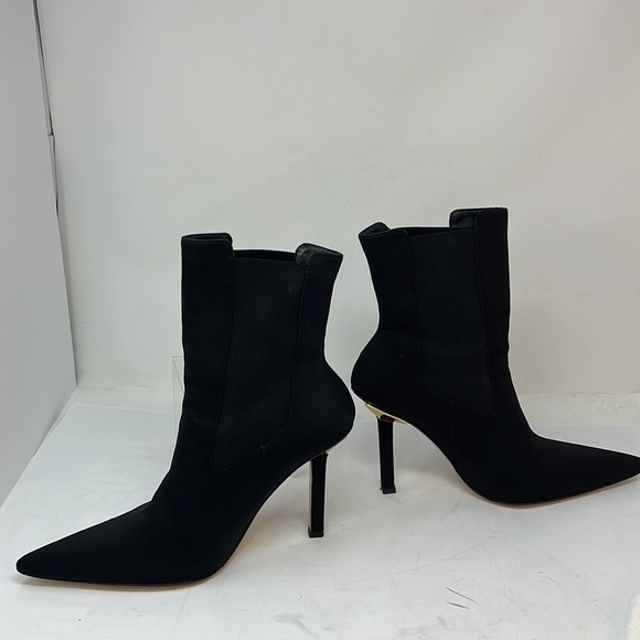 Good American Sz 9.5 Elastic and Satin Pull On Gold Heel Base Booties Boots - Picture 6 of 14